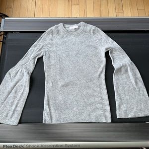 Cashmere sweater The Cashmere project S new grey ribbed crew neck bell sleeve